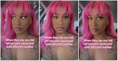 Pink Sauce lady says 200,000 pink sauce bottles were sold.