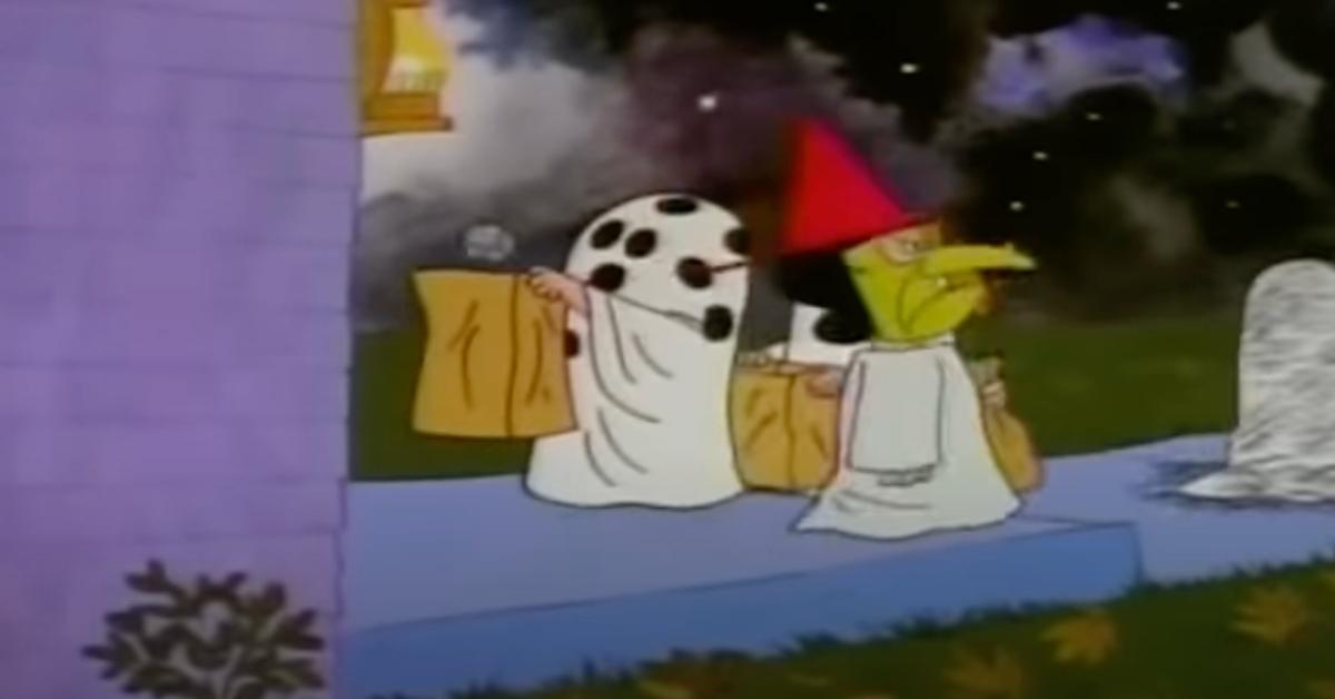 The scene where Charlie Brown gets rocks in his bag on Halloween.