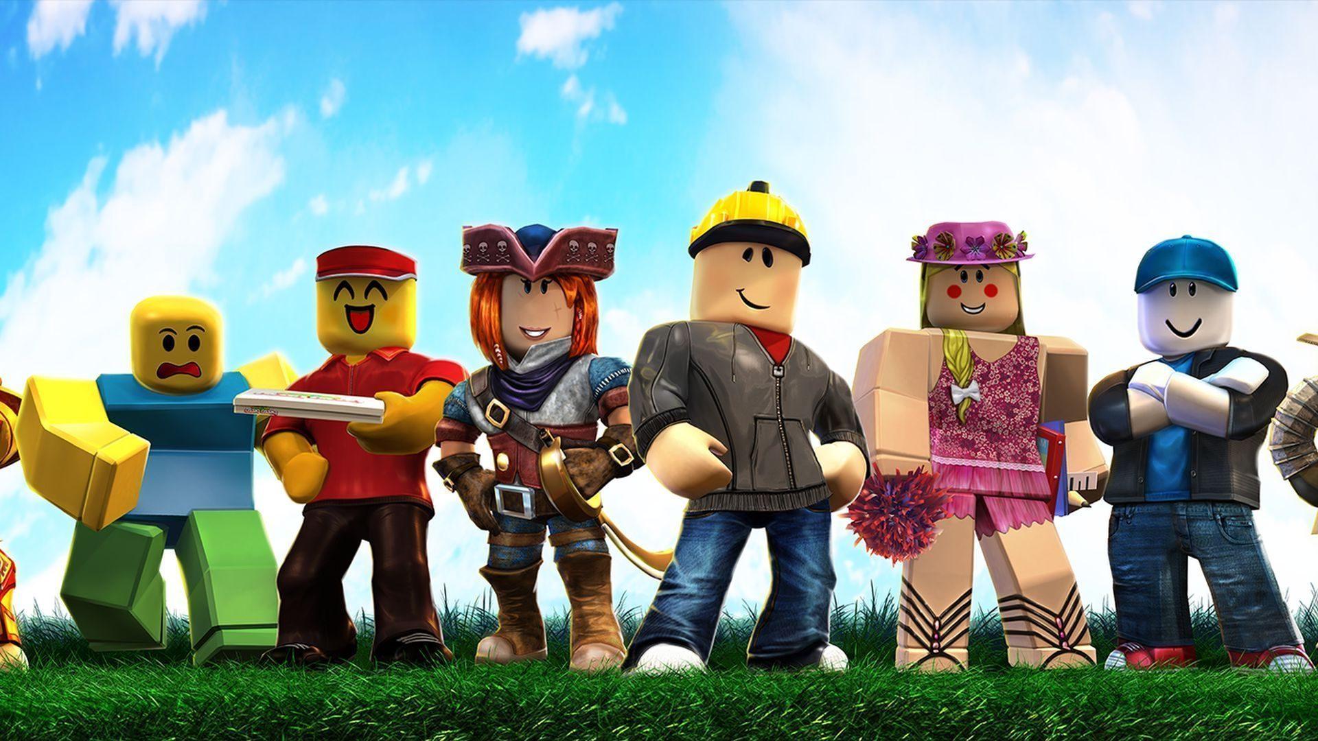 'Roblox' promo art showing avatars wearing different clothes.