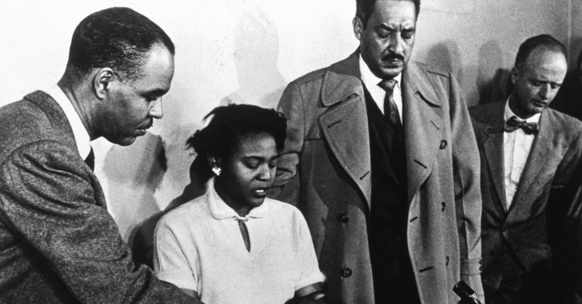 (L-R) Roy Wilkins, Autherine Lucy, and Thurgood Marshall