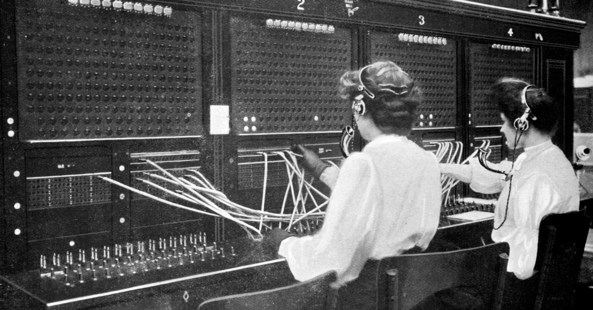 Switchboard operators at work, early 20th century.