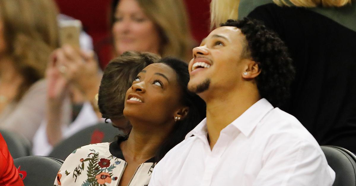 (l-r) Simone Biles and Stacey Ervin Jr. in 2017