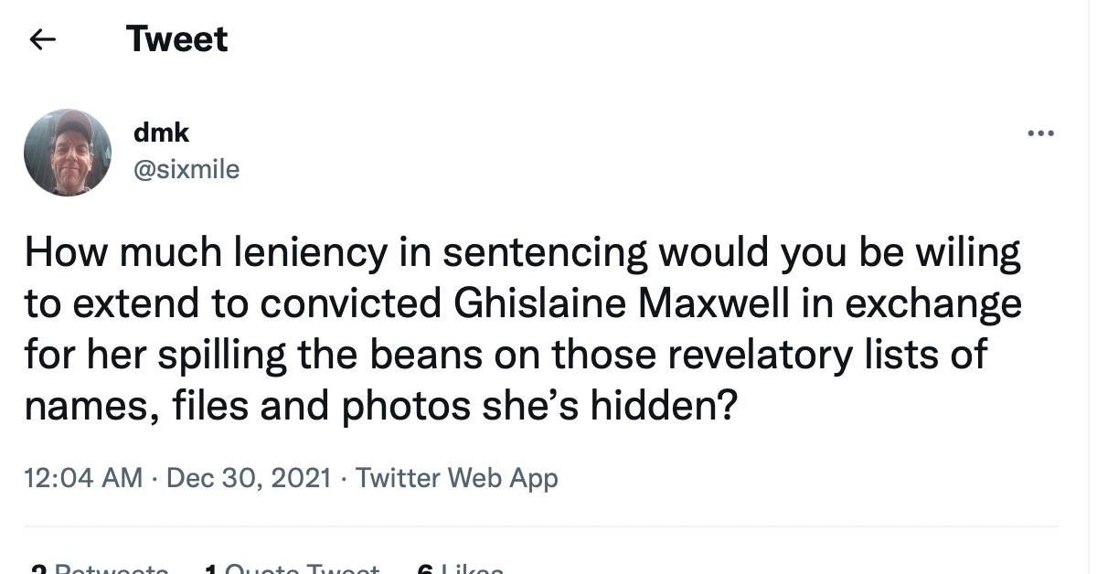 A tweet about Ghislaine Maxwell