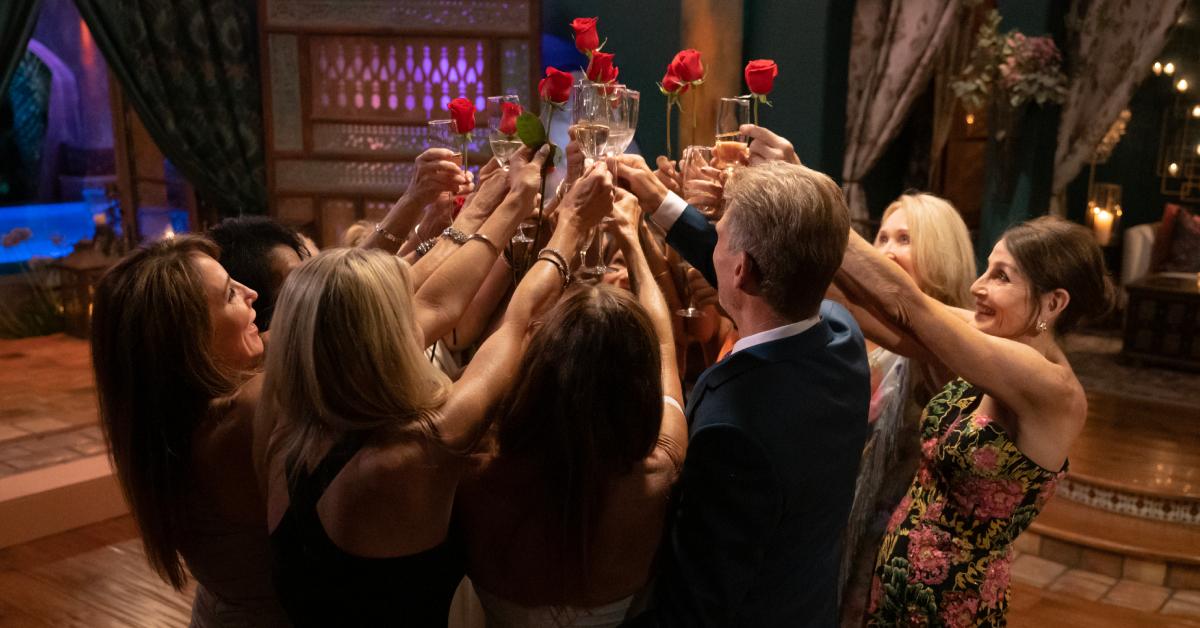 'The Golden Bachelor' cast celebrates after the first rose ceremony.