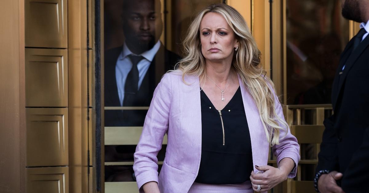 Stormy Daniels exits the United States District Court Southern District of New York for a hearing related to Michael Cohen