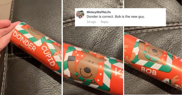 wrapping paper featuring reindeer named donder and bob