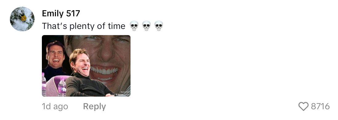 Comment on woman video of her pranking her boyfriend with AI shirtless plumber joke.