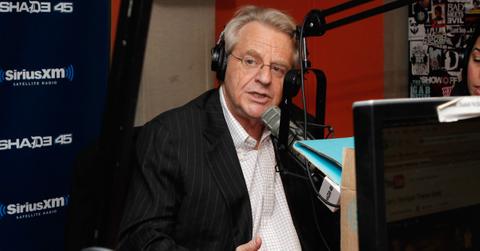 Jerry Springer recording his podcast
