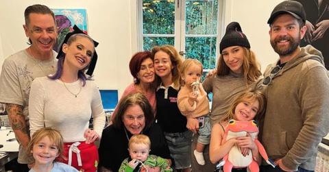 Ozzy Osbourne with his wife, Sharon Osbourne, children Kelly and Jack Osbourne, and his grandchildren