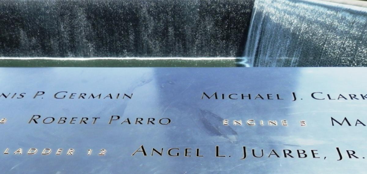 Angel Juarbe Jr.'s name on the 9/11 memorial in New York City