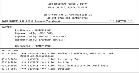 Jordan Page's divorce court documents