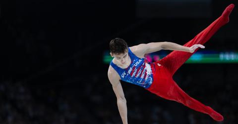 Stephen Nedoroscik doing the pommel horse at the Olympics