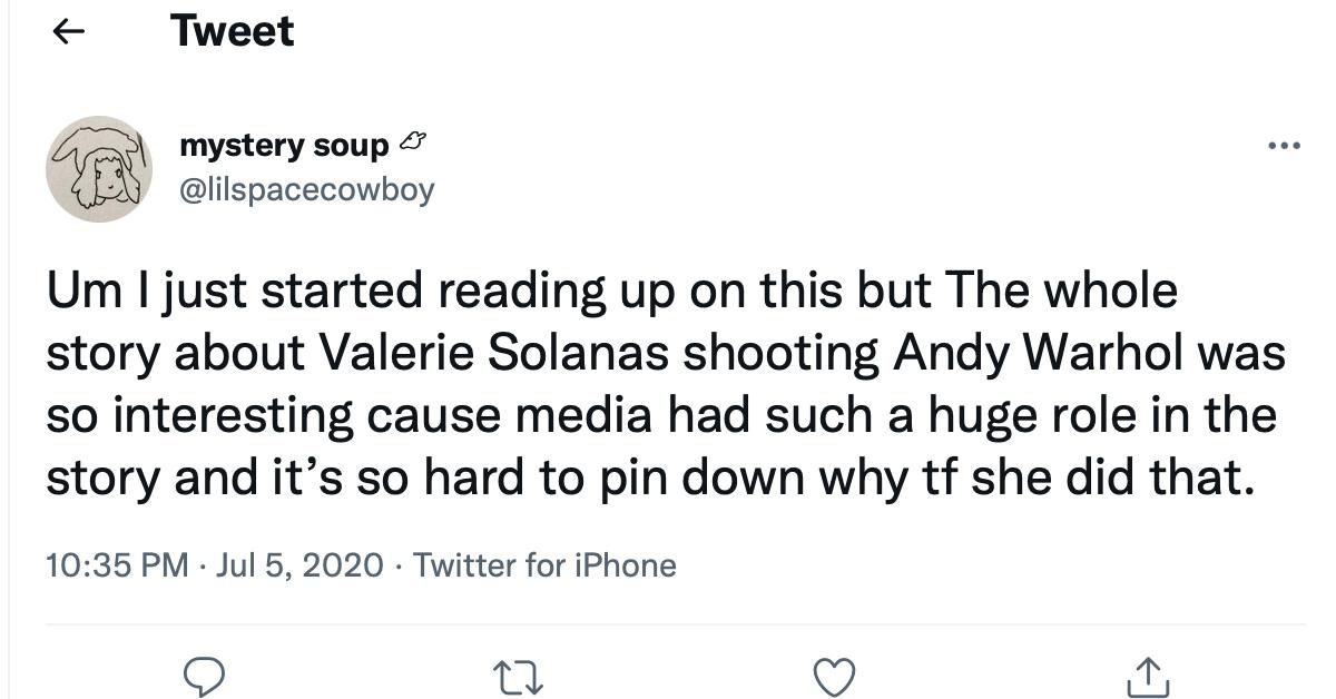 A tweet about Valerie Solanas