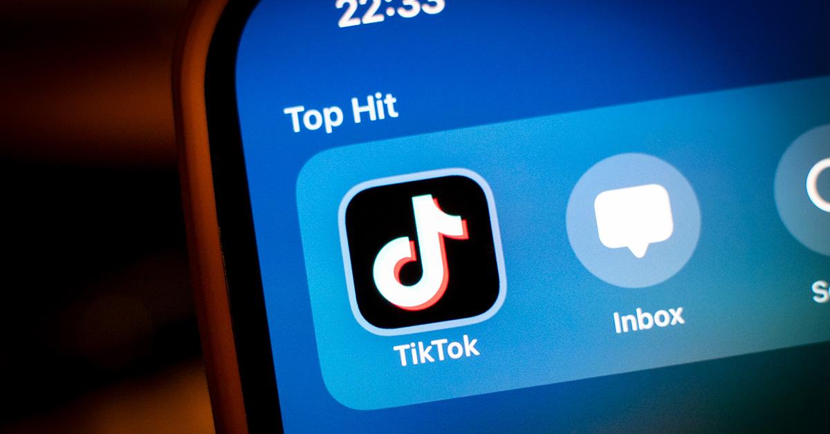 The TikTok logo on a phone screen. 