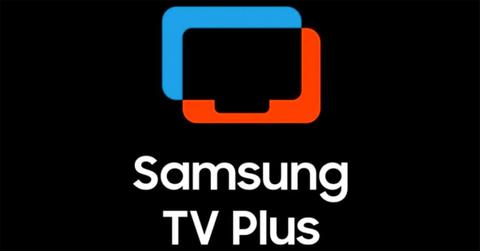 Samsung TV Plus logo on a black background.