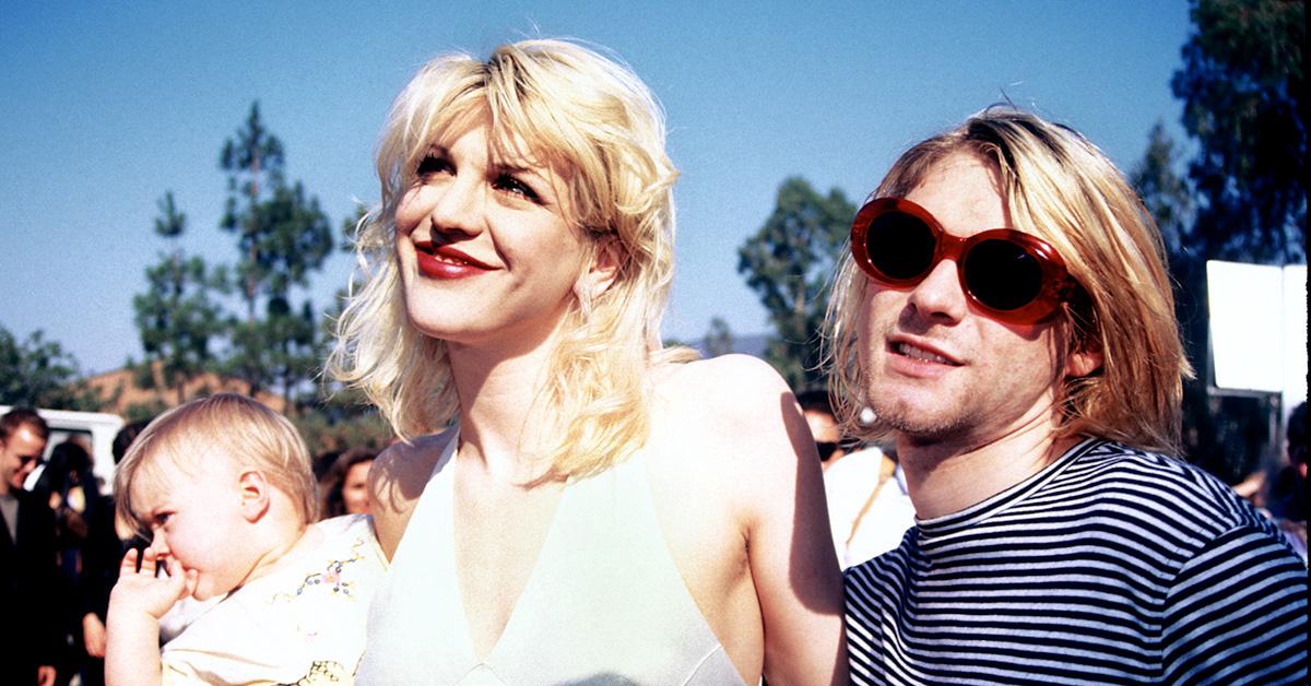 Kurt Cobain, Courtney Love, and Frances Bean Cobain at the MTV VMAs. 