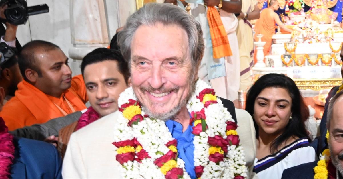 Errol Musk prays at ISKCON Temple Delhi. 