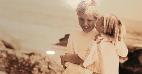 olivia flowers and brother conner flowers in a childhood photo