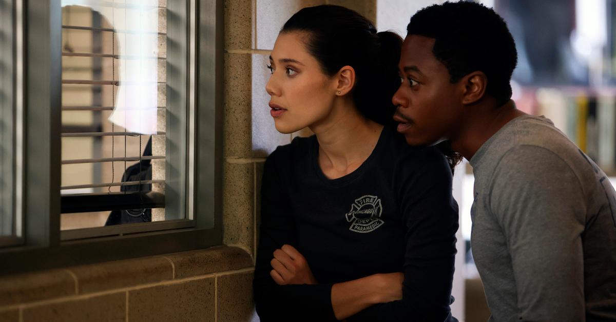 Hanako Greensmith as Violet Mikami and Daniel Kyri as Darren Ritter on "Chicago Fire."