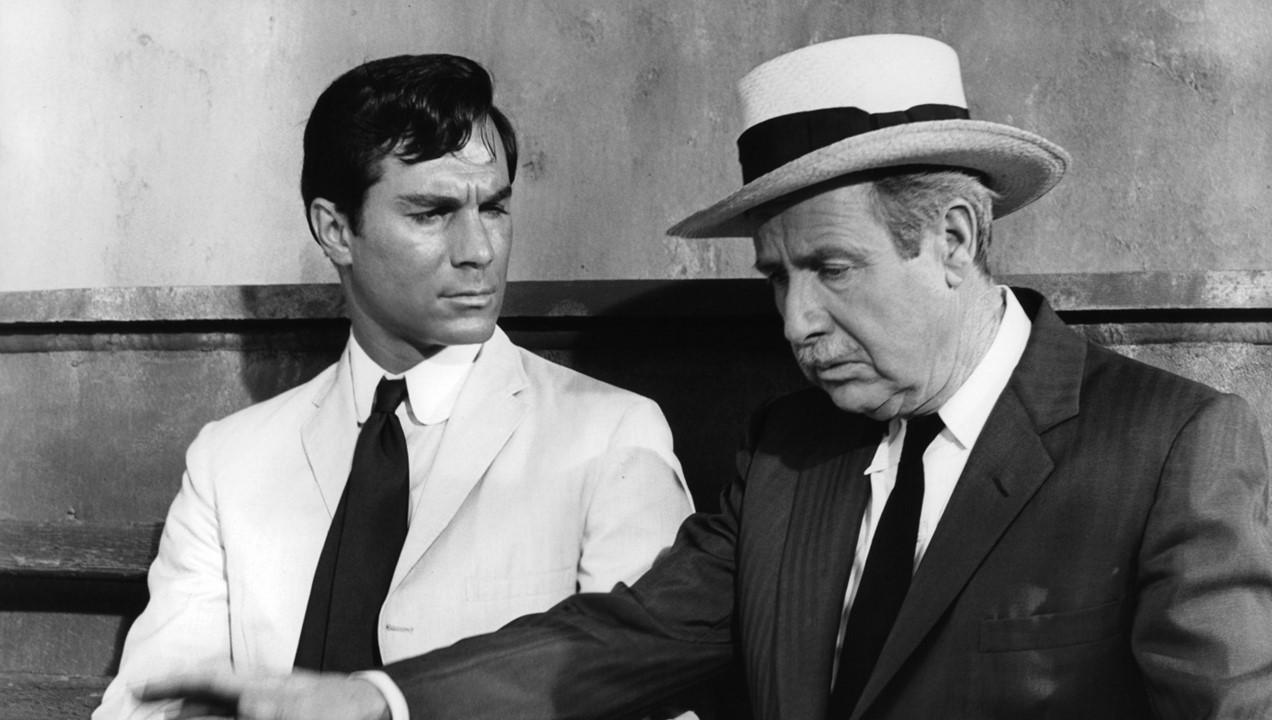 George Maharis and Arthur O'Connell in a scene from the film 'A Covenant With Death' in 1966. 