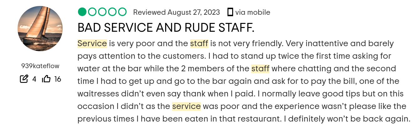 Internet sides with Restaurant Owner who Clapped Back at Diner's One Star Review