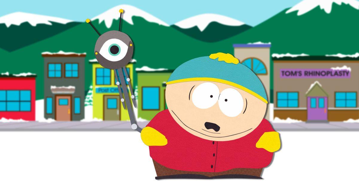 Eric Cartman of 'South Park' stands in front of his town