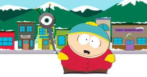 Eric Cartman of 'South Park' stands in front of his town