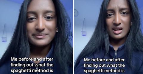 A TikTok user reacting to the spaghetti method.