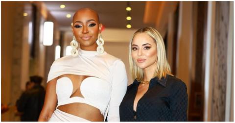 (l-r): Guerdy Abraira and Nicole Martin posing at an event