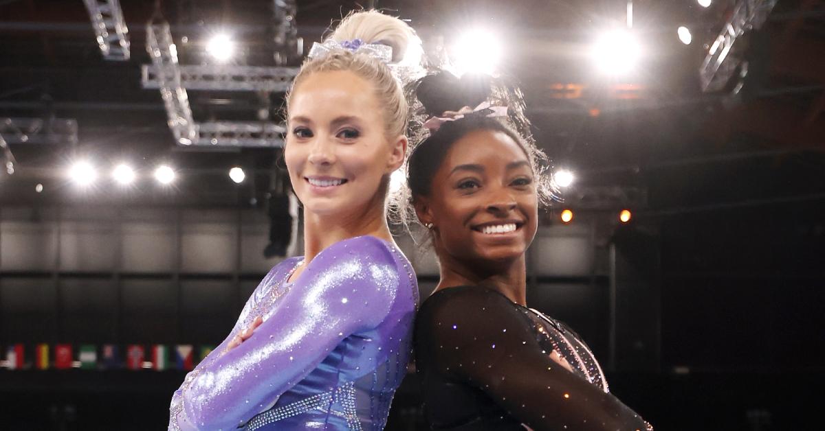 MyKayla Skinner and Simone Biless pose for a picture ahead of the Tokyo 2020 Olympic Games.