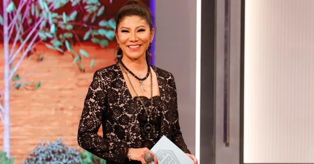 Julie Chen Moonves on-stage during a live Big Brother episode