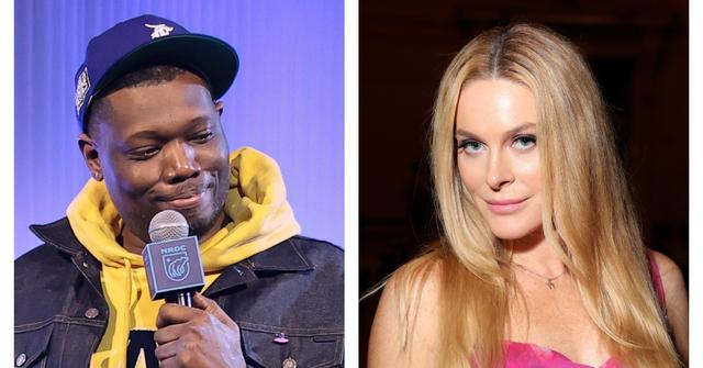 michael che stand up; leah mcsweeney pink dress