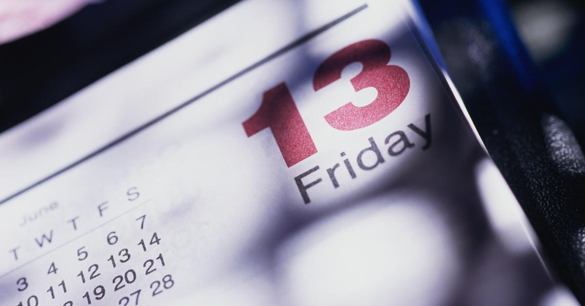A calendar shows the date, Friday the 13th.