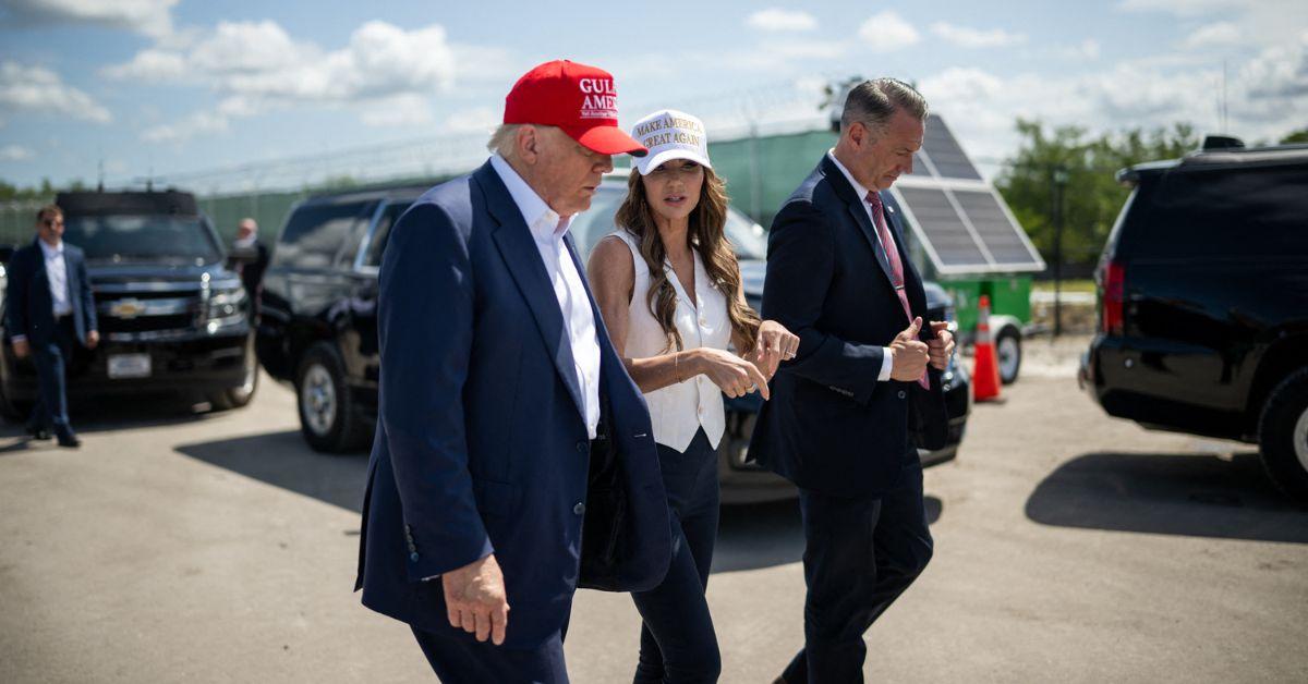 Kristi Noem and Donald Trump at Alligator Alcatraz in July. 