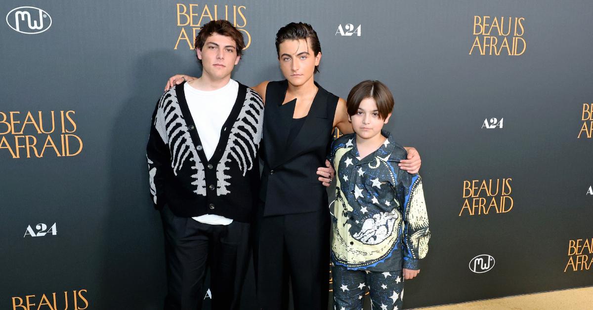 (L-R) Remy, Armen, and Marcel Nahapetian at the LA premiere of 'Beau Is Afraid' 