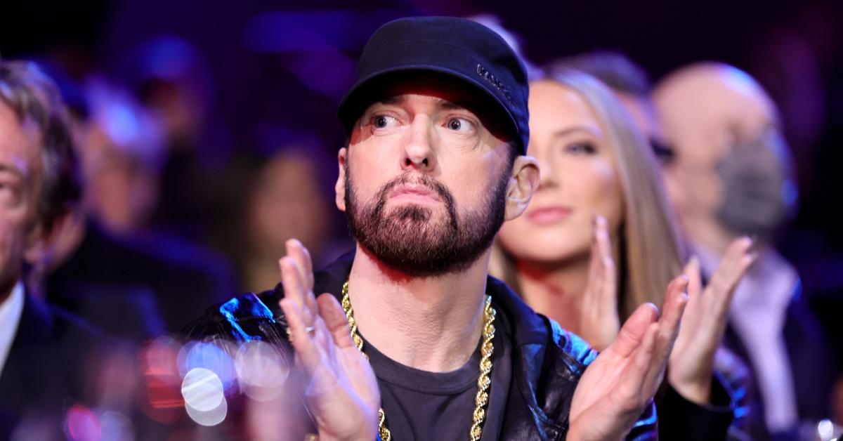 nductee Eminem attends the 37th Annual Rock & Roll Hall of Fame Induction Ceremony at Microsoft Theater 