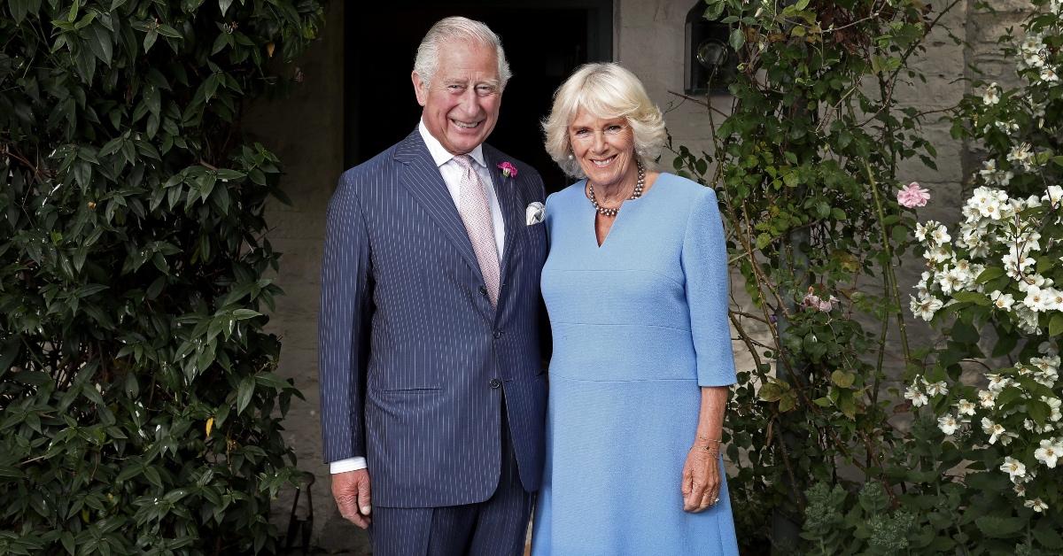 Official portrait of King Charles III and Queen Camilla. 