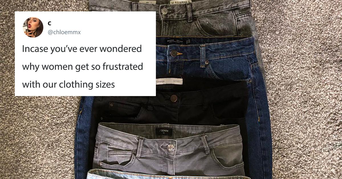 Woman Shares Picture Showing Jean Size Differences