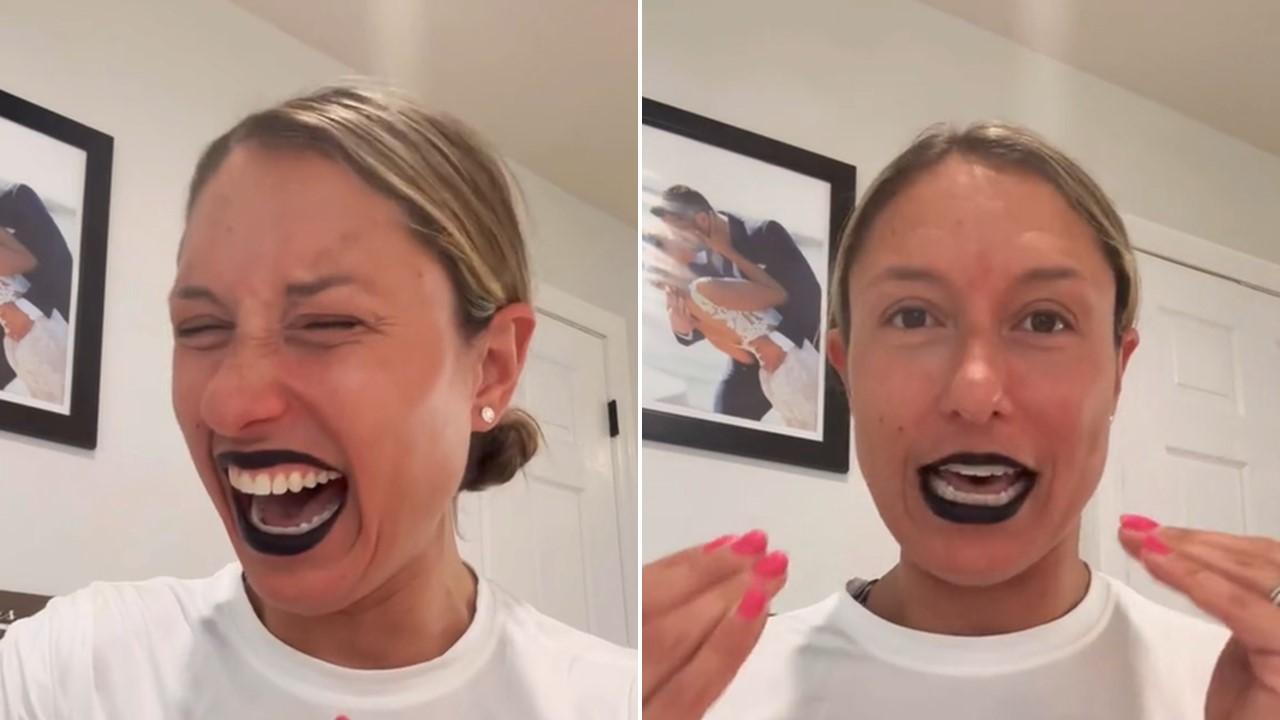 A woman used eye black on her lips and recounts the experience