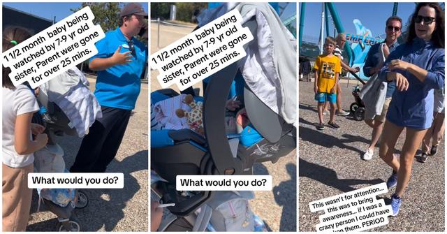 Child, baby, and their parents at Sea World