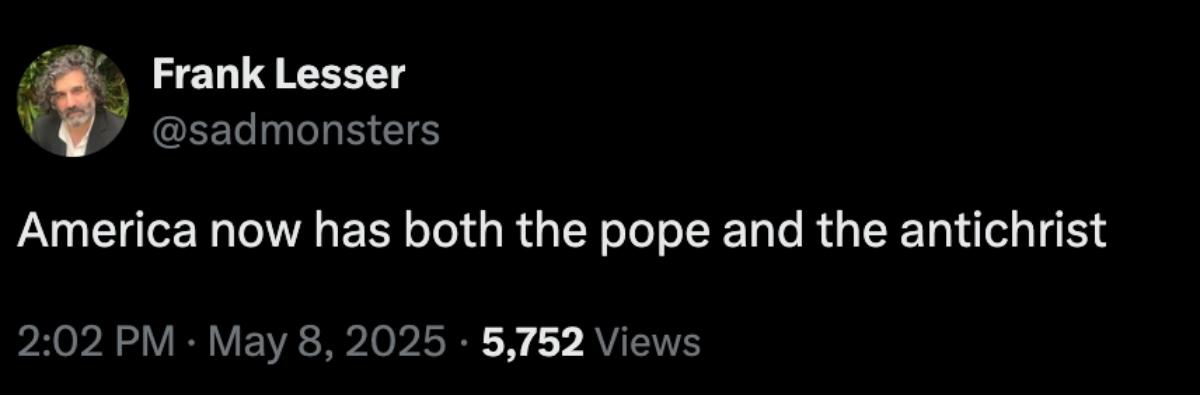 Post to X about the American Pope