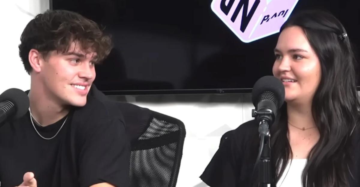 Noah and Haley Beck on a podcast together in 2022