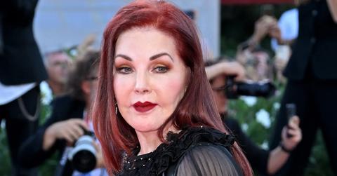 Priscilla Presley attends a red carpet for the movie "Priscilla" at the 80th Venice International Film Festival