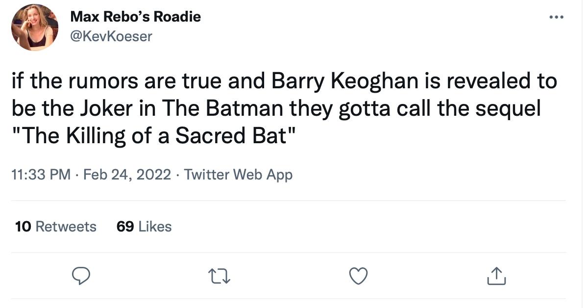 A tweet about Barry Keoghan in 'The Batman'