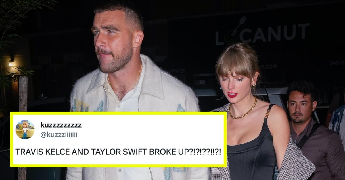 Travis Kelce and Taylor Swift arrive at SNL Afterparty on October 15, 2023 in New York City