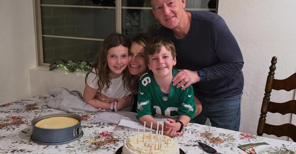 Savannah Guthrie and her family in their home celebrating a birthday.