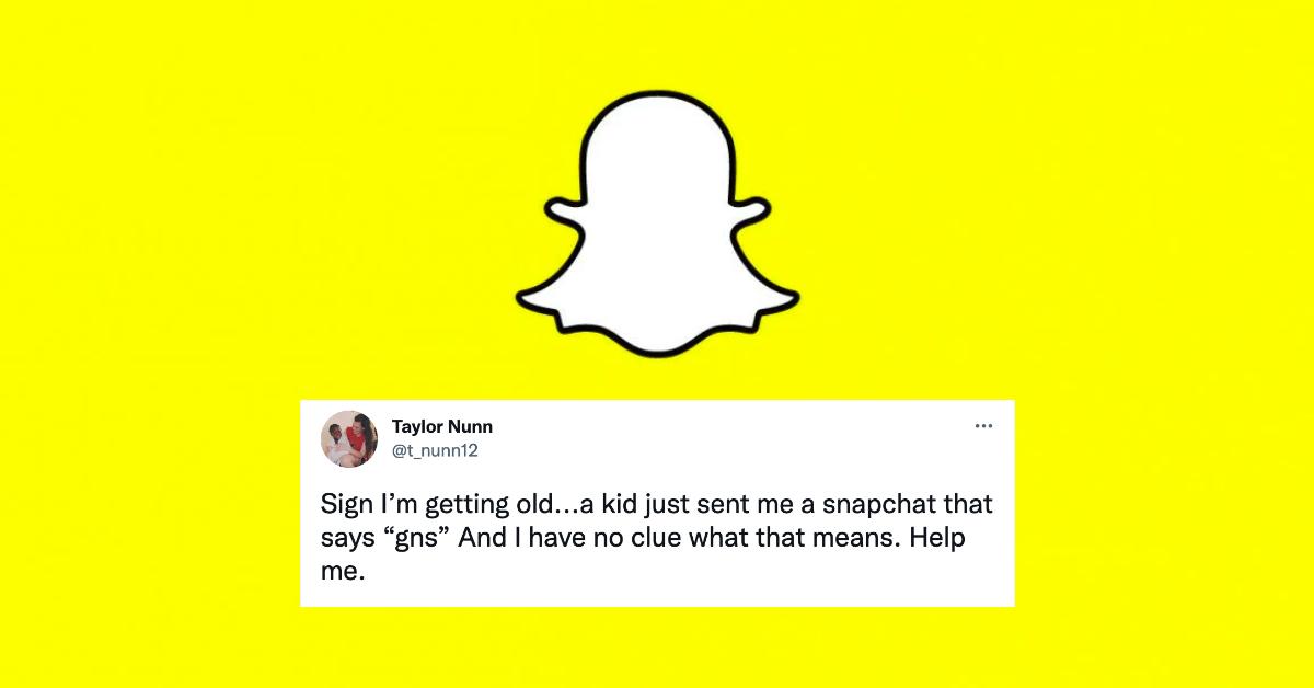 Snapchat logo and tweet about the meaning of "GNS"
