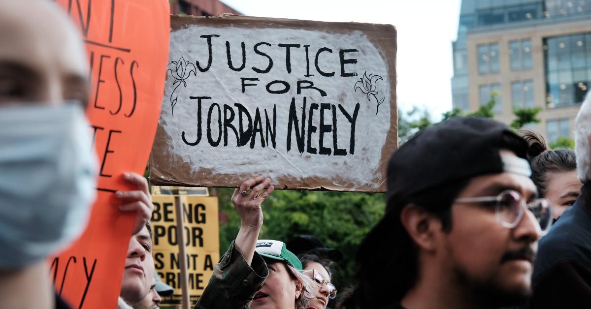 Justice for Jordan Neely sign