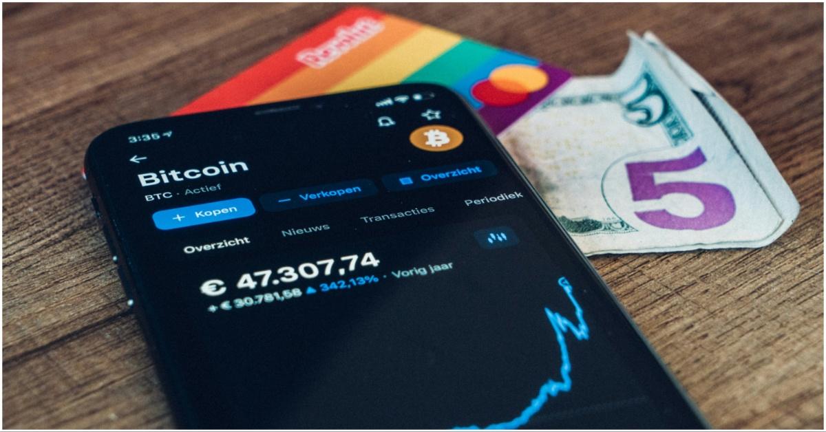 The value of Bitcoin showing up on a smartphone