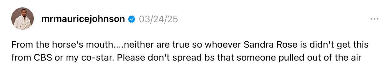 Maurice Johnson addresses feuding rumors on Threads.